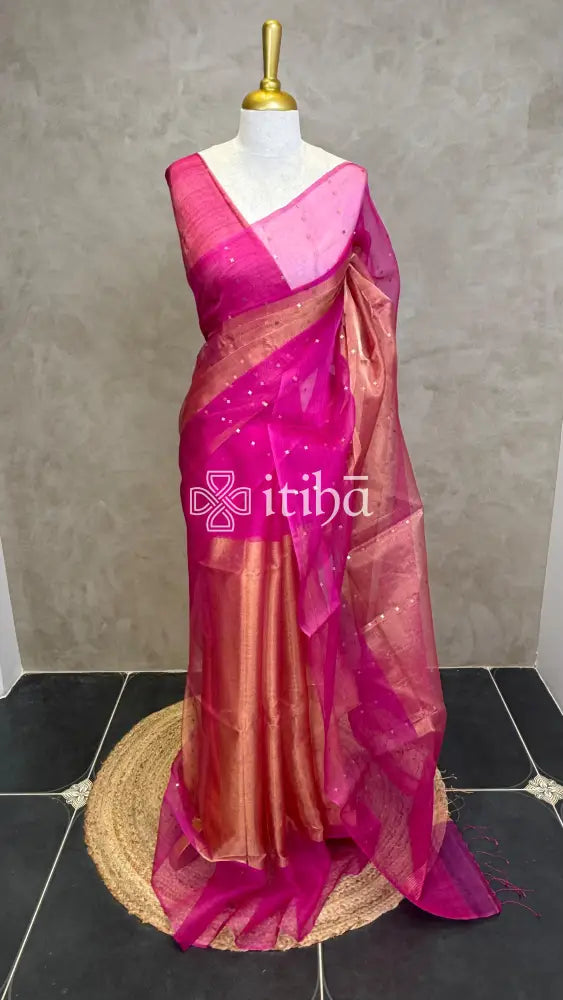 TISSUE KORA MUSLIN SILK SAREE