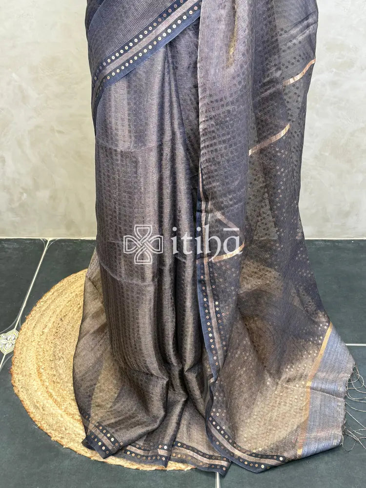 KORA MUSLIN SAREE - GREYISH BLUE