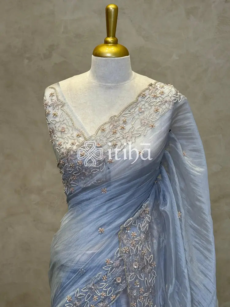 TISSUE ORGANZA HANDWORK SAREE