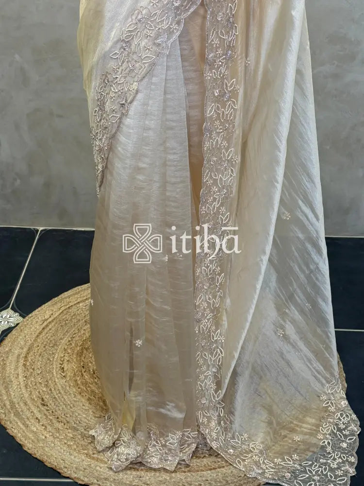 TISSUE ORGANZA HANDWORK SAREE