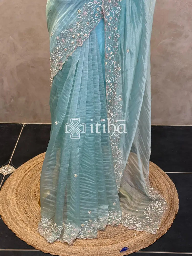 TISSUE ORGANZA HANDWORK SAREE