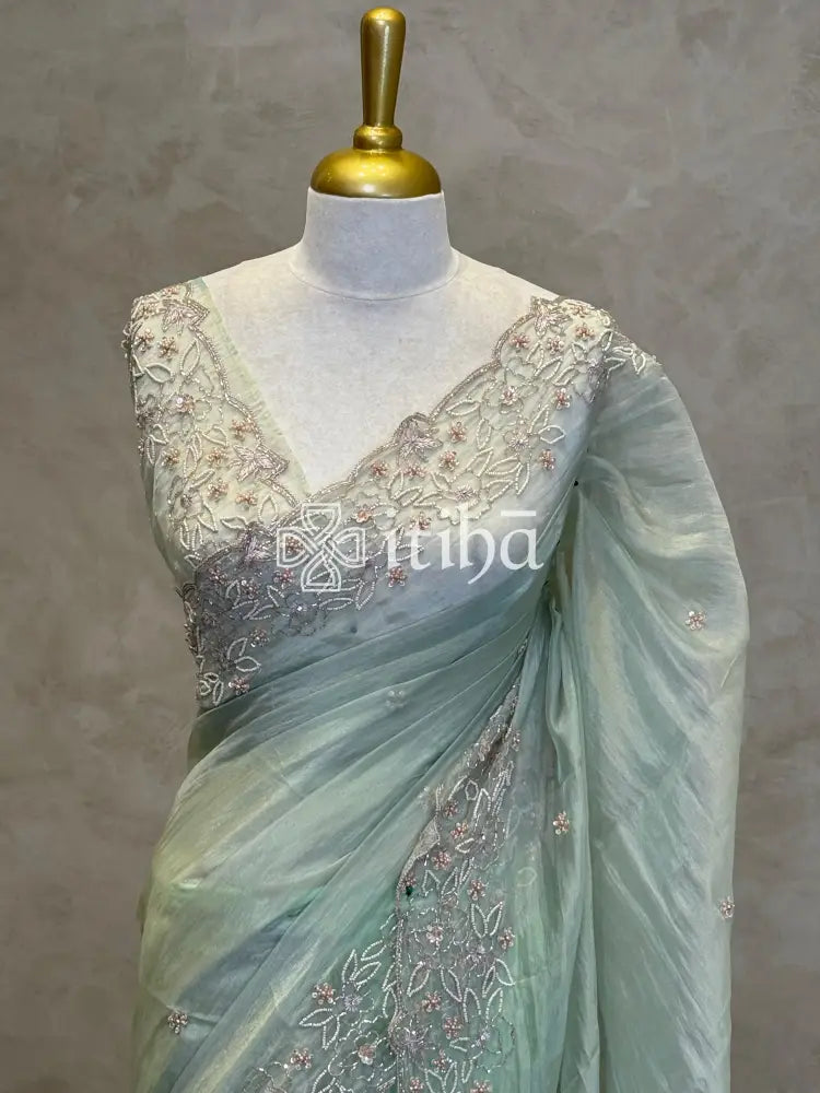 TISSUE ORGANZA HANDWORK SAREE