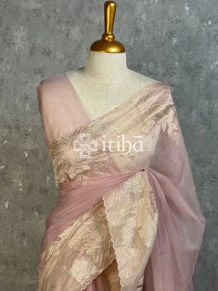 TURKISH ORGANZA EMBROIDERY SAREE