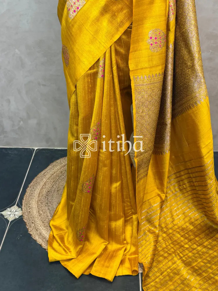 TUSSAR RAW SILK MEENAKARI BANARASI SAREE