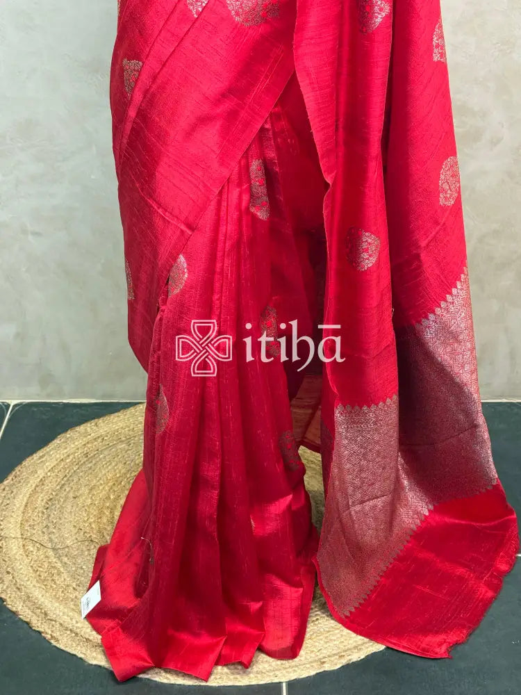 TUSSAR RAW SILK MEENAKARI BANARASI SAREE