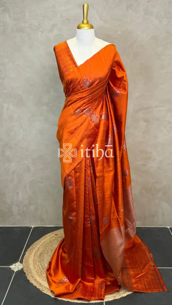 TUSSAR RAW SILK MEENAKARI BANARASI SAREE