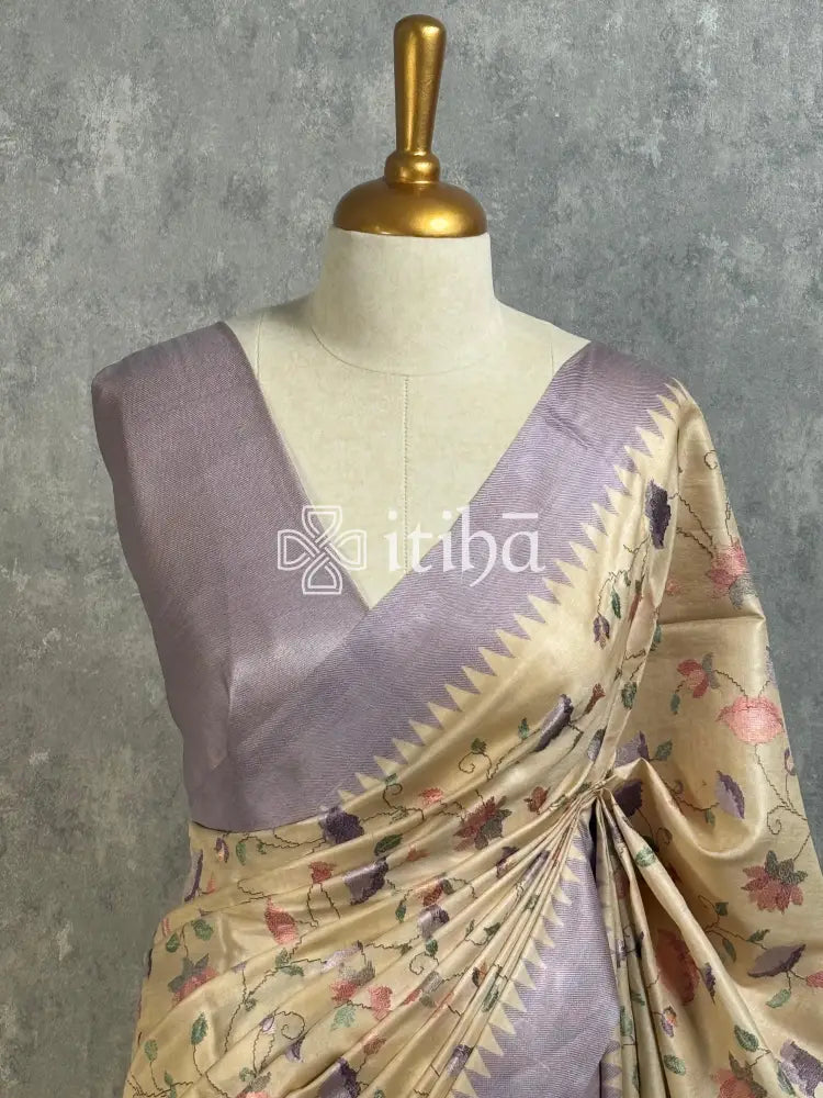 TUSSAR SILK EMBROIDERY SAREE