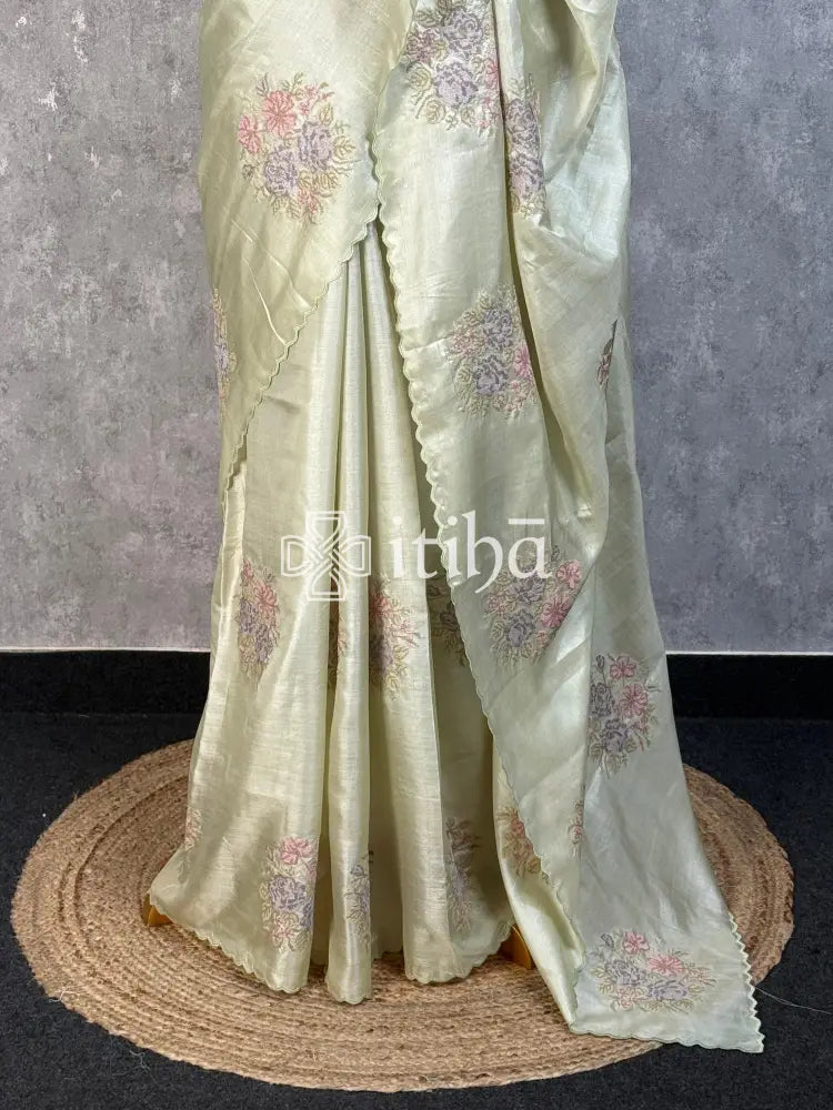 TUSSAR SILK EMBROIDERY SAREE
