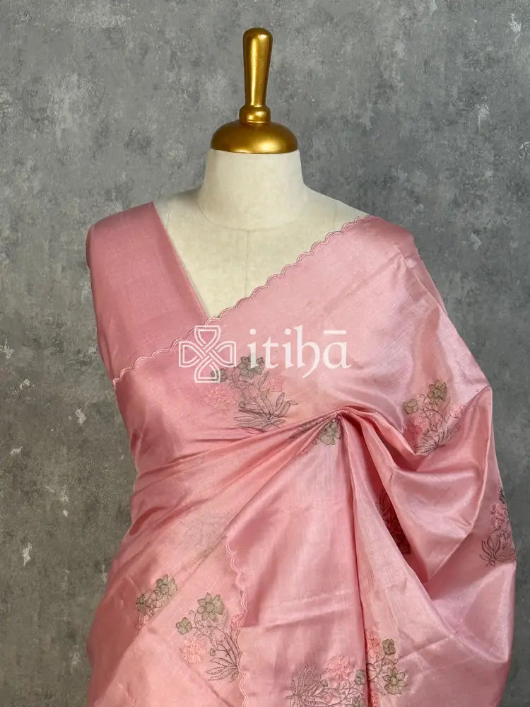 TUSSAR SILK EMBROIDERY SAREE