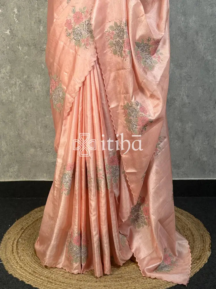 TUSSAR SILK EMBROIDERY SAREE