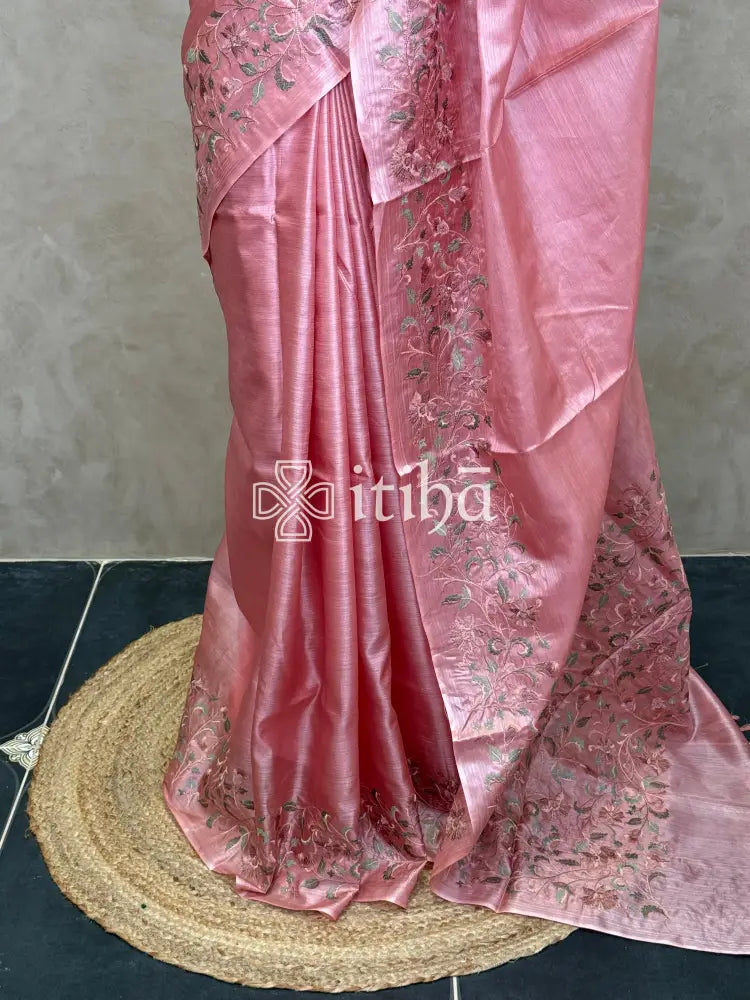TUSSAR SILK EMBROIDERY SAREE