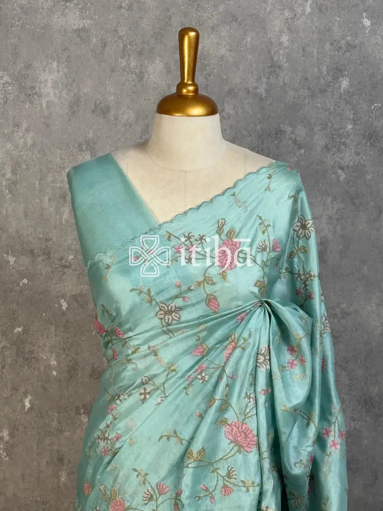 TUSSAR SILK EMBROIDERY SAREE