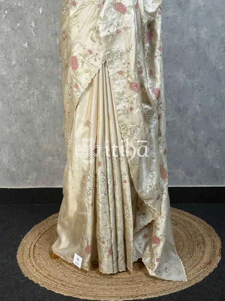 TUSSAR SILK EMBROIDERY SAREE