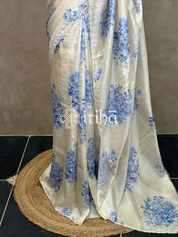 TUSSAR SILK HAND EMBROIDERY DESIGNER SAREE