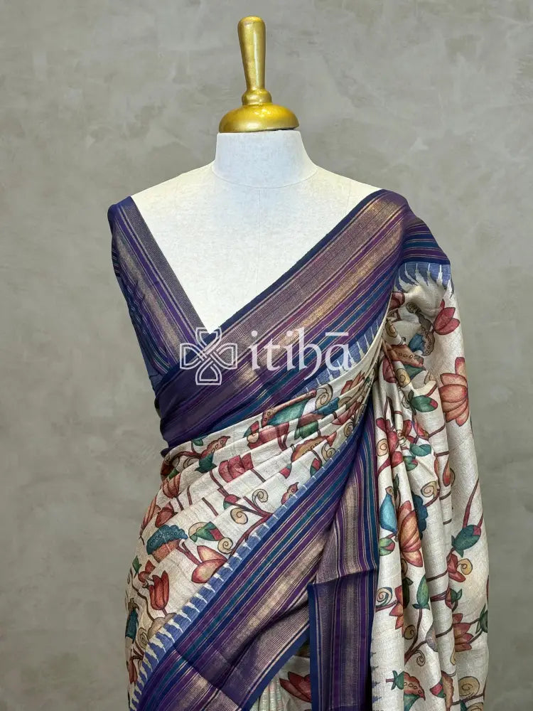 TUSSAR SILK VIDHARBHA PRINTED SAREE
