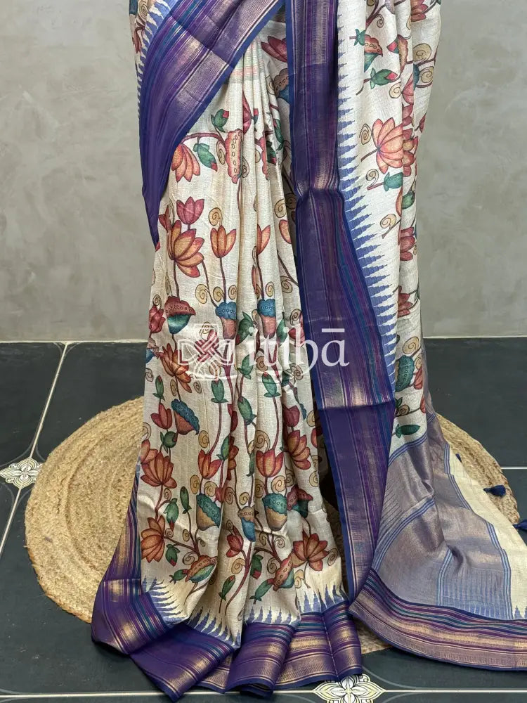 TUSSAR SILK VIDHARBHA PRINTED SAREE