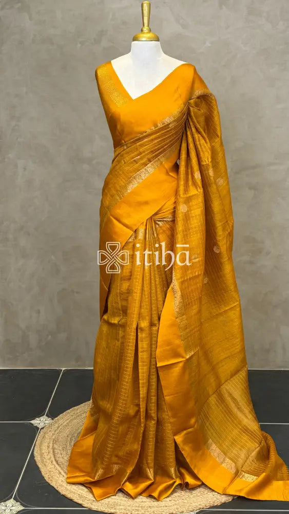 TUSSAR SILK ZARI CHECKS BANARASI SAREE