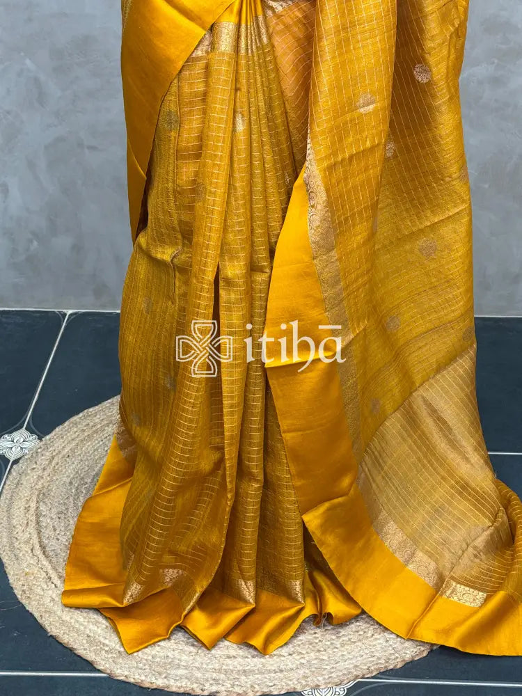 TUSSAR SILK ZARI CHECKS BANARASI SAREE