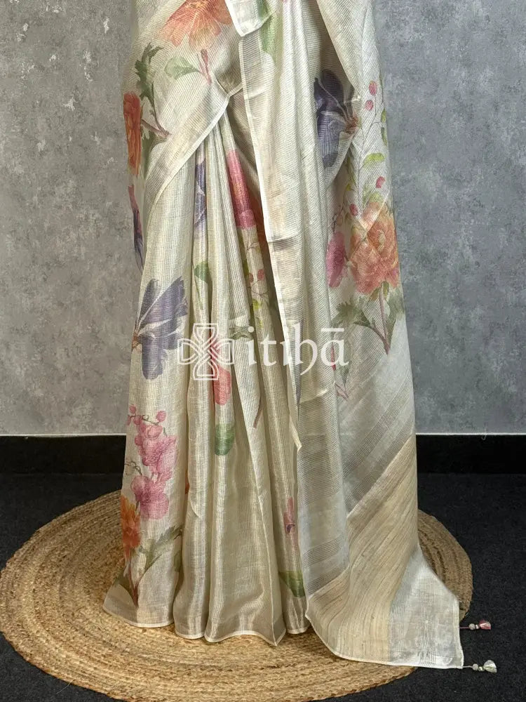 TUSSAR ZARI CHECKS PRINTED SAREE
