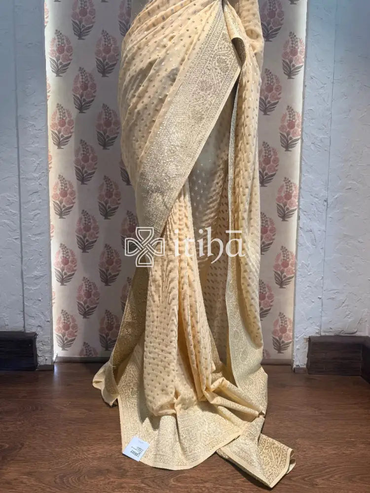 VISCOSE GEORGETTE BANARASI SAREE - Yellow