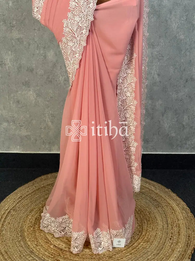 VISCOSE GEORGETTE CUTWORK EMBROIDERY SAREE