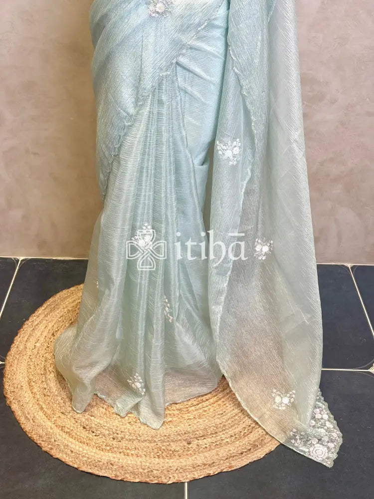 VISCOSE ORGANZA EMBROIDERY DESIGNER SAREE