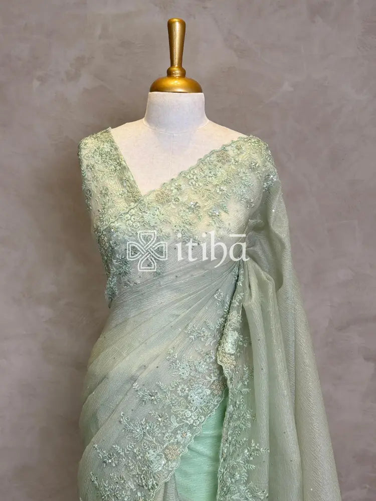 VISCOSE ORGANZA EMBROIDERY SAREE