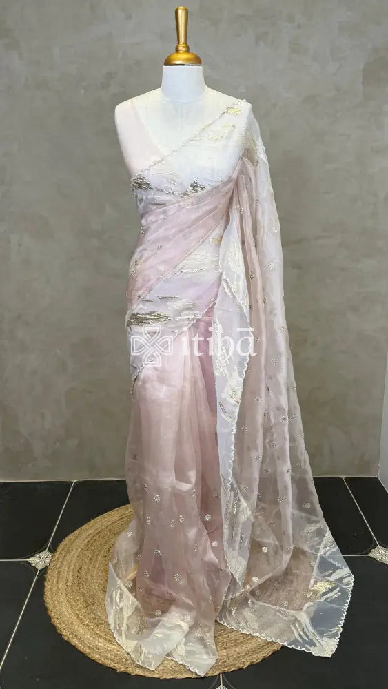 VISCOSE ORGANZA TURKISH APPLIQUE DESIGNER SAREE