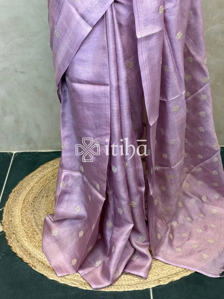 ZARI CHECKS TUSSAR EMBROIDERY SAREE