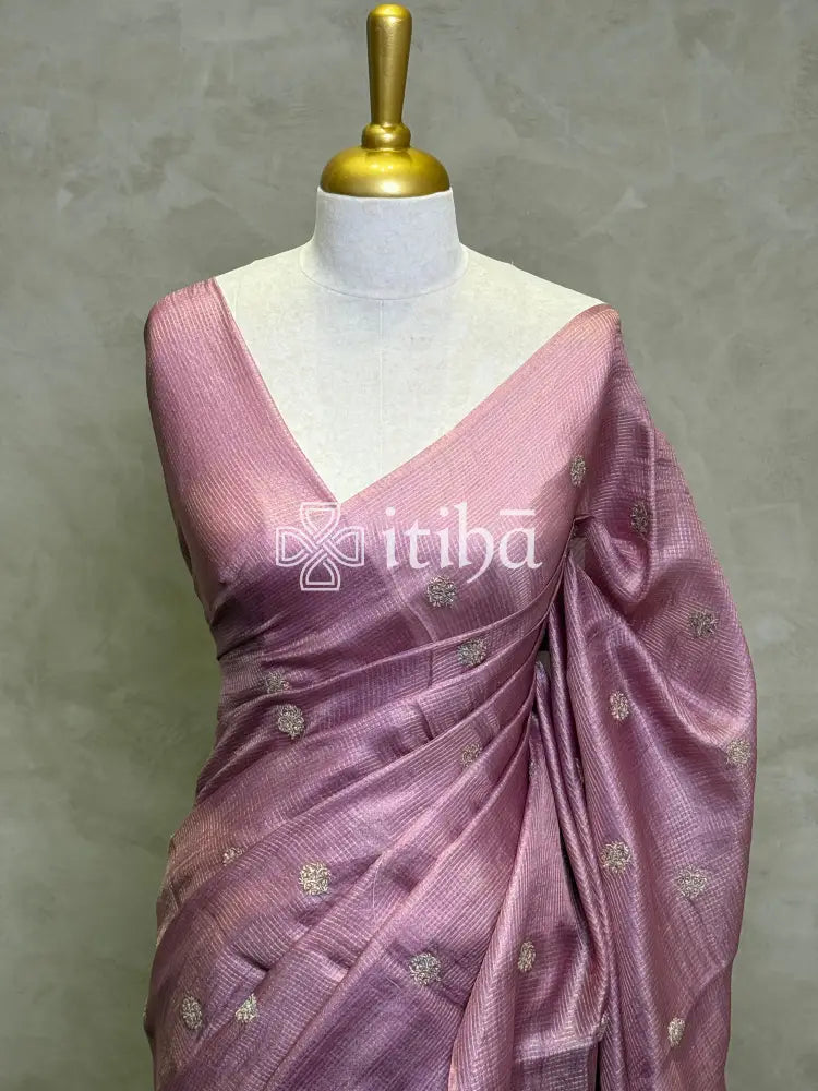 ZARI CHECKS TUSSAR EMBROIDERY SAREE