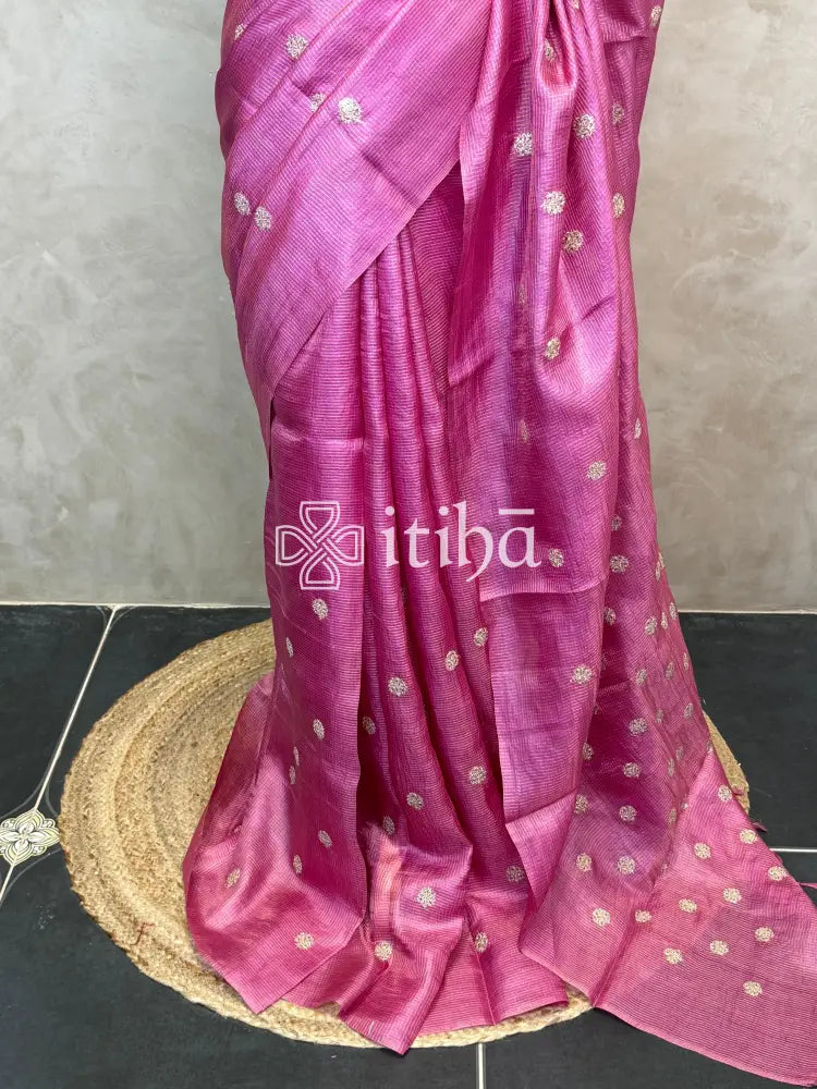 ZARI CHECKS TUSSAR EMBROIDERY SAREE