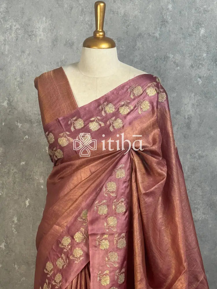 ZARI TUSSAR SILK EMBROIDERY SAREE