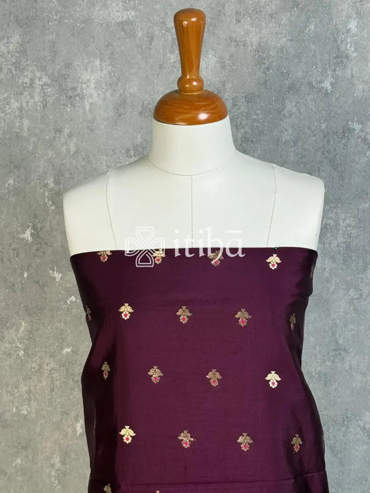 BANARASI SILK SUIT - WINE PURPLE