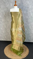 CHANDERI BROCADE SALWAR SET - olive green