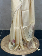 CHANDERI FLORAL PRINTED EMBROIDERY SAREE