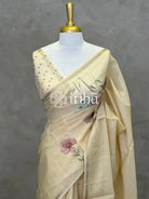 CHANDERI FLORAL PRINTED EMBROIDERY SAREE