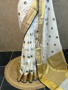 CHANDERI GREEN POLKA SAREE