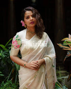 CHANDERI LOTUS PRINT SAREE