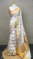 CHANDERI RED LOTUS SAREE