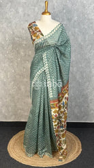 COTTON LINEN SAREE - SAGE GREEN