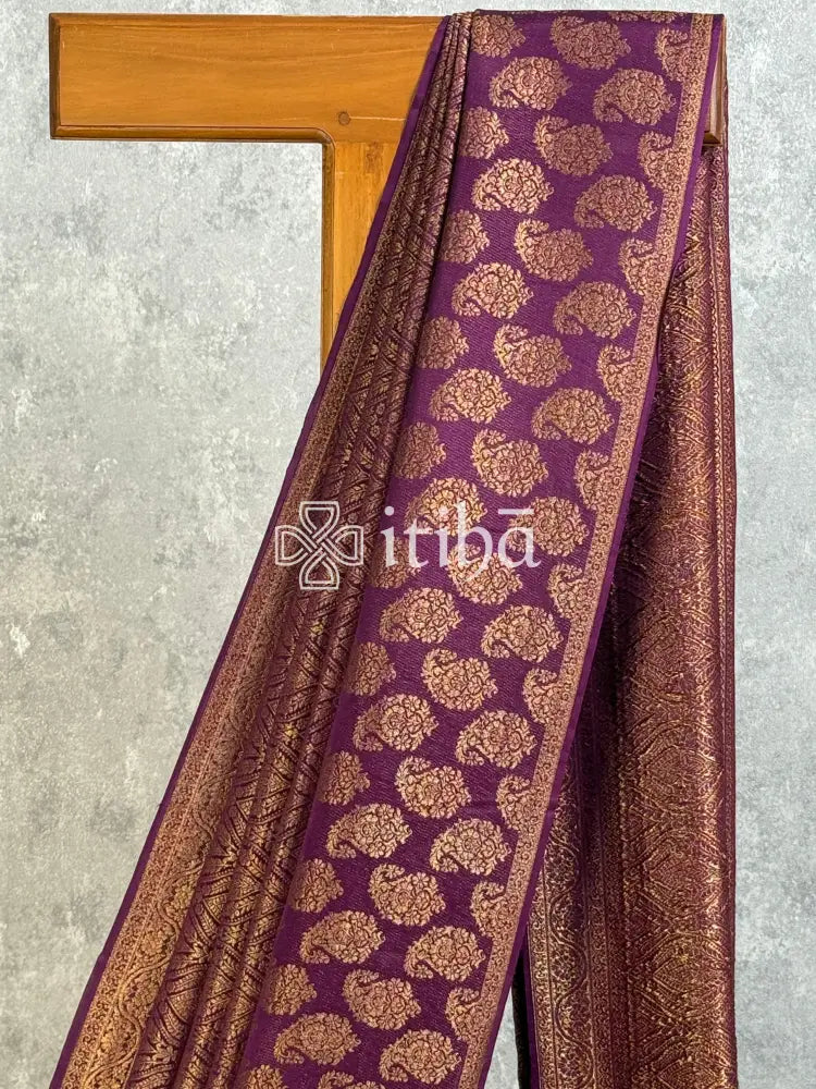 CREPE SILK BROCADE BANARASI SAREE