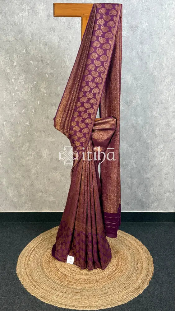 CREPE SILK BROCADE BANARASI SAREE