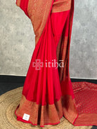 CREPE SILK BROCADE BLOUSE BANARASI SAREE