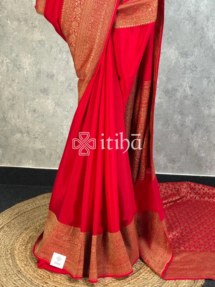 CREPE SILK BROCADE BLOUSE BANARASI SAREE