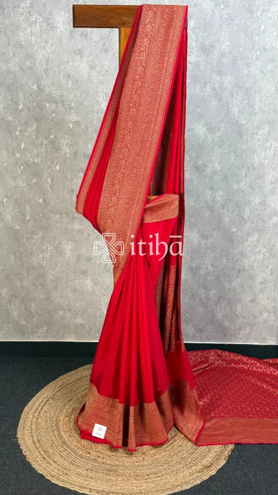 CREPE SILK BROCADE BLOUSE BANARASI SAREE