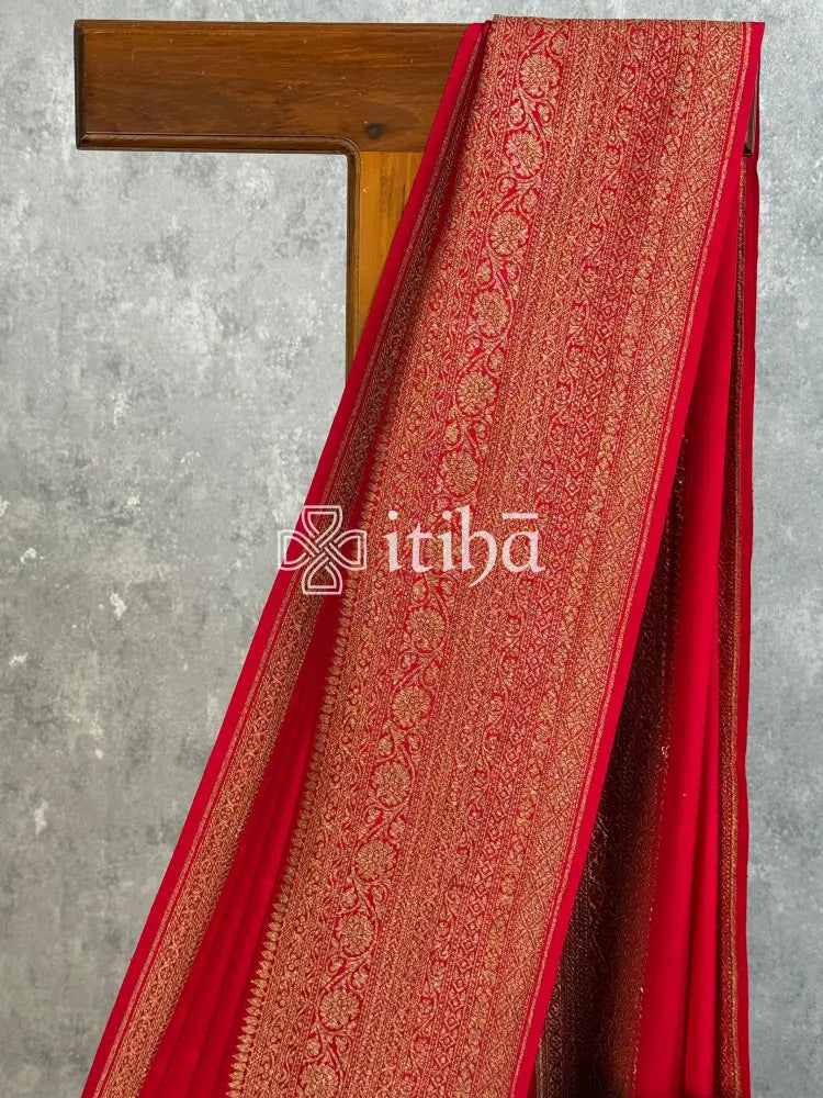 CREPE SILK BROCADE BLOUSE BANARASI SAREE