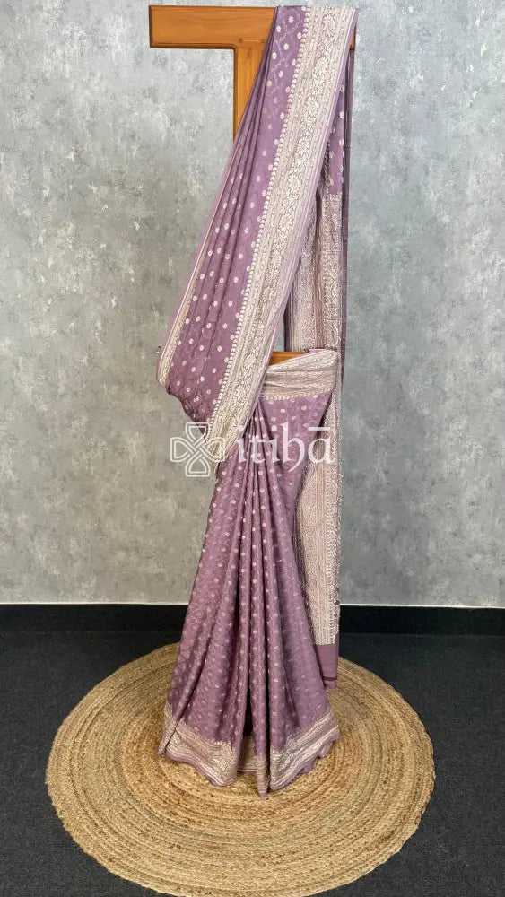 CREPE SILK JACQUARD WATER BANARASI SAREE