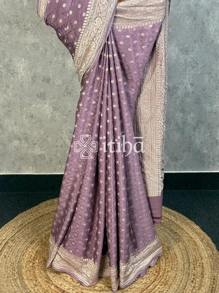 CREPE SILK JACQUARD WATER BANARASI SAREE