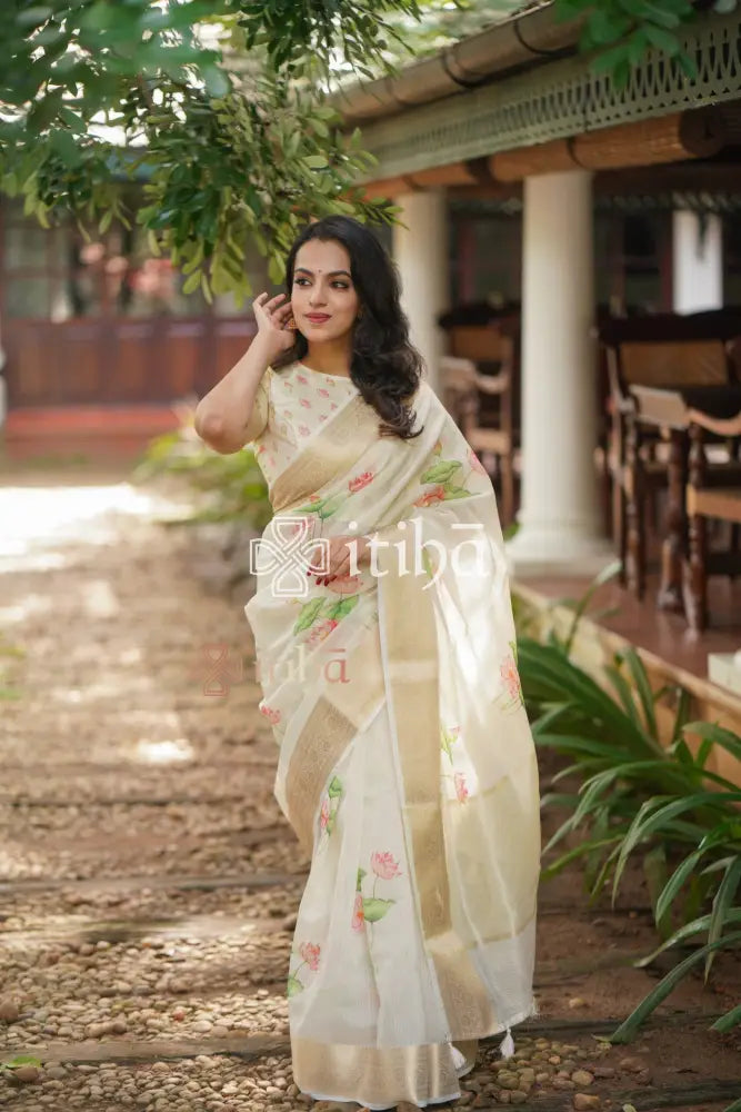 FLORAL PRINTED SILK KOTA SAREE