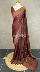 GEORGETTE BANARASI SAREE - Brown